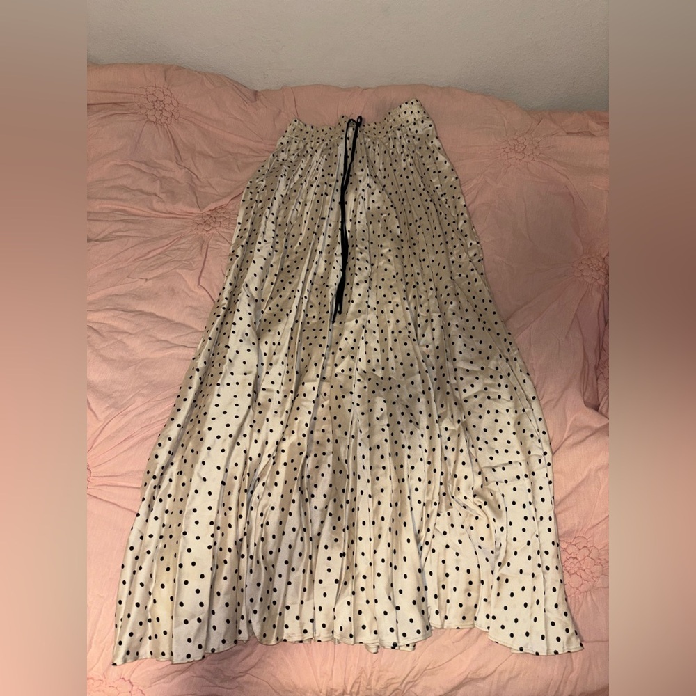 Zara Cream Skirt with Black Polka Dots